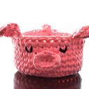 Różowy koszyczek ze sznurka Świnka - handmade dla dziecka i na prezent