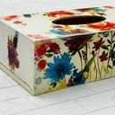 Pudełko na chusteczki w sielskim klimacie - kwiaty (25,5x13,5x8,5 cm)