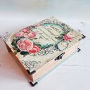 Szkatułka książka na biżuterię, zdjęcia, z motywami kwiatowymi w stylu shabby chic