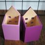 komplet 2szt kubki na domki fioletowo - różowe pojemniki organizer na biurko pudełka kubek na kredki