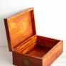 pudełko pomarańczowe drewniane - lisek vintage rustykalne