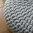 Pufa podnóżek stolik ze sznurka bawełnianego szara