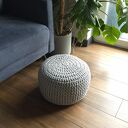 Pufa podnóżek stolik ze sznurka bawełnianego szara