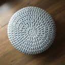 Pufa podnóżek stolik ze sznurka bawełnianego szara