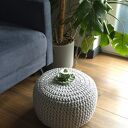 Pufa podnóżek stolik ze sznurka bawełnianego szara