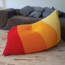 Dziergana pufa XXL 90x120 cm Bean Bag w stylu sako - ręcznie robiona