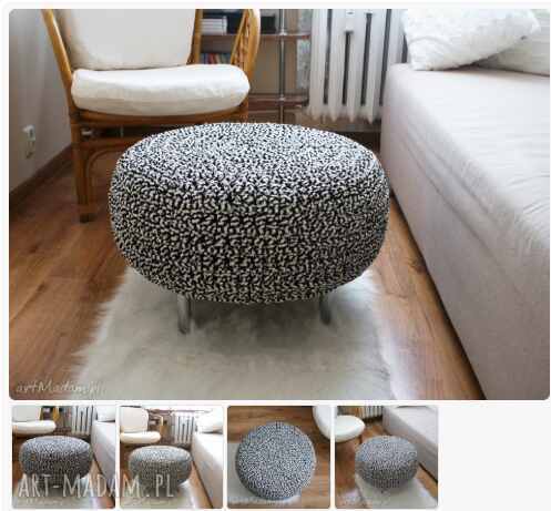 Pufa Standard na Szydełku na Oponie Model Zeberka Pani k L ღ art