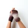 ręcznie robione wełniane rękawiczki ciepłe i lekkie mitenki wykonane z miękkiej cieniowanej
