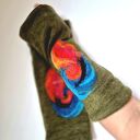 mitenki w kolorze zielonym filcowane wełna merynosów - na podszewce, ciepłe i miłe