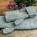 Mitenki z długim mankietem, szare rękawiczki bez palców