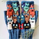 Mitenki z serii Szalone koty/ Rękawiczki damskie/ jesienne, zimowe / Prezent/ koty