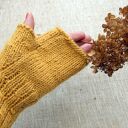 Mitenki z Alpaki, rękawiczki bez palców - Miodowe