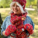 Czerwone rękawiczki merino 50% handmade ze sznurkiem