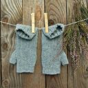 Mitenki z długim mankietem, szare rękawiczki bez palców