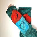 mitenki w kolorze turkusowym filcowane wełna merynosów - na podszewce, ciepłe i miłe