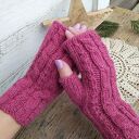 Mitenki z Alpaki, rękawiczki bez palców - Malinowe