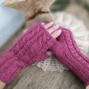 Mitenki z Alpaki, rękawiczki bez palców - Malinowe