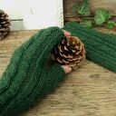 Mitenki, rękawiczki bez palców, Alpaka, ciemna zieleń