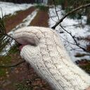 Ciepłe mitenki z alpaki - ecru