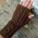 Mitenki, rękawiczki bez palców, Alpaka - Mleczna Czekolada