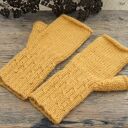 Mitenki z Alpaki, rękawiczki bez palców - Miodowe