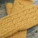 Mitenki z Alpaki, rękawiczki bez palców - Miodowe