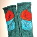 mitenki w kolorze turkusowym filcowane wełna merynosów - na podszewce, ciepłe i miłe box L1