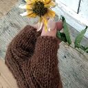 Mitenki, rękawiczki bez palców, Alpaka - Mleczna Czekolada