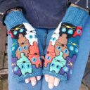 Mitenki z serii Szalone koty/ Rękawiczki damskie/ Mitenki jesienne, zimowe / Prezent/ Mitenki koty /