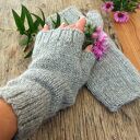 Mitenki z długim mankietem, szare rękawiczki bez palców