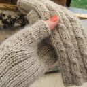 Mitenki wełniane, beżowe, rękawiczki bez palców