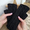 Mitenki z Alpaki rękawiczki bez palców - czarne