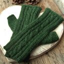 Mitenki, rękawiczki bez palców, Alpaka, ciemna zieleń