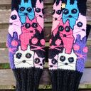 Mitenki z serii Szalone koty/ Rękawiczki damskie/ Mitenki jesienne, zimowe / Prezent/ Mitenki koty /