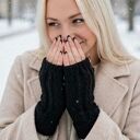 Czarne mitenki damskie z wełny merino - rękodzieło Foxy Knit