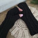 Mitenki z Alpaki rękawiczki bez palców - czarne