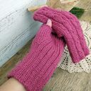 Mitenki z Alpaki, rękawiczki bez palców - Malinowe