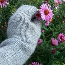 Mitenki z długim mankietem, szare rękawiczki bez palców