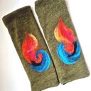 mitenki w kolorze zielonym filcowane wełna merynosów - na podszewce, ciepłe i miłe box L1