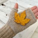 Mitenki wełniane, beżowe, rękawiczki bez palców