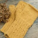 Mitenki z Alpaki, rękawiczki bez palców - Miodowe