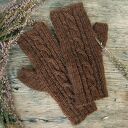 Mitenki, rękawiczki bez palców, Alpaka - Mleczna Czekolada