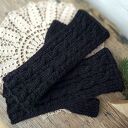 Mitenki z Alpaki rękawiczki bez palców - czarne