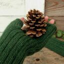 Mitenki, rękawiczki bez palców, Alpaka, ciemna zieleń