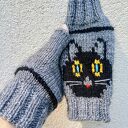 Mienki w kotki/ Jesień /Zima Handmade Czarny kot Wełniane Prezent /Rękawiczki