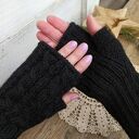 Mitenki, rękawiczki bez palców - Czarne