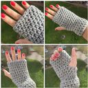 Mitenki robione na szydełku szare