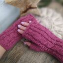 Mitenki z Alpaki, rękawiczki bez palców - Malinowe