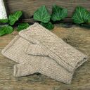 Mitenki wełniane, beżowe, rękawiczki bez palców