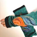 mitenki w kolorze turkusowym filcowane wełna merynosów - na podszewce, ciepłe i miłe box L1